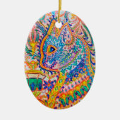 Psychedelische Katze, Louis Wain Keramik Ornament (Vorne)