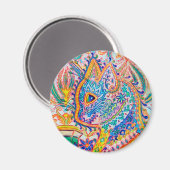 Psychedelische Katze, Louis Wain Magnet (Vorderseite/Rückseite)