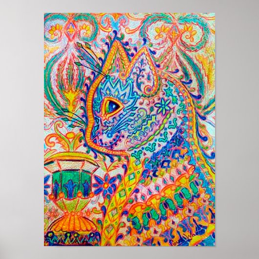 Psychedelische Katze, Louis Wain Poster (Vorne)
