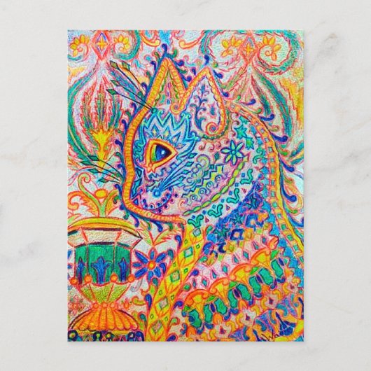 Psychedelische Katze, Louis Wain Postkarte (Vorderseite)