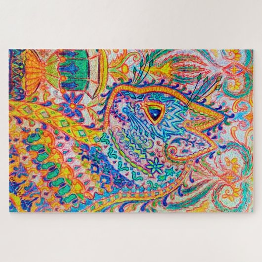Psychedelische Katze, Louis Wain Puzzle (Horizontal)