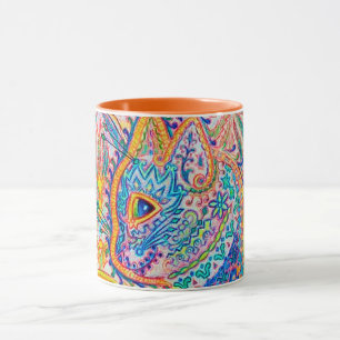 Psychedelische Katze, Louis-Wain-Tasse Tasse