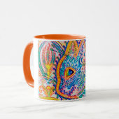 Psychedelische Katze, Louis-Wain-Tasse Tasse (Vorderseite Links)