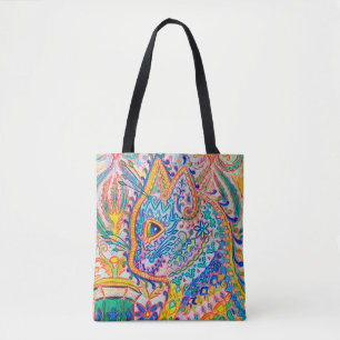 Psychedelische Katze, Louis-Wain-Tote-Beutel Tasche