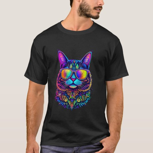Psychedelische Katze T-Shirt (Vorderseite)