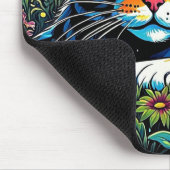 Psychedelische Katze unter Blume Mousepad (Ecke)