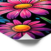 Psychedelische Katze unter Blume Poster (Ecke)