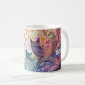 Psychedelische Katzen Blume farbenfroh energetisch Kaffeetasse (VorderseiteRechts)