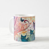 Psychedelische Katzen Blume farbenfroh energetisch Kaffeetasse (Vorderseite Links)