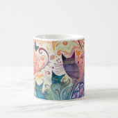 Psychedelische Katzen Blume farbenfroh energetisch Kaffeetasse (Mittel)