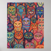 Psychedelische Katzen. Hippy, Bohemisch, BoHo Poster (Vorne)