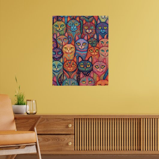 Psychedelische Katzen. Hippy, Bohemisch, BoHo Poster (Wohnzimmer 2)