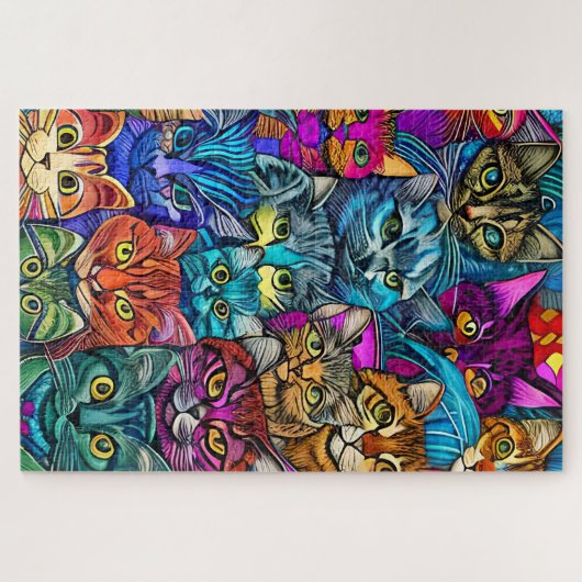 Psychedelische Katzen Puzzle (Horizontal)