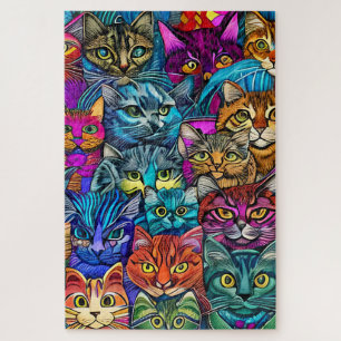 Psychedelische Katzen Puzzle