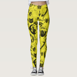 Psychedelische Katzen und etc. PSYCAT01A.Gelbe BG Leggings