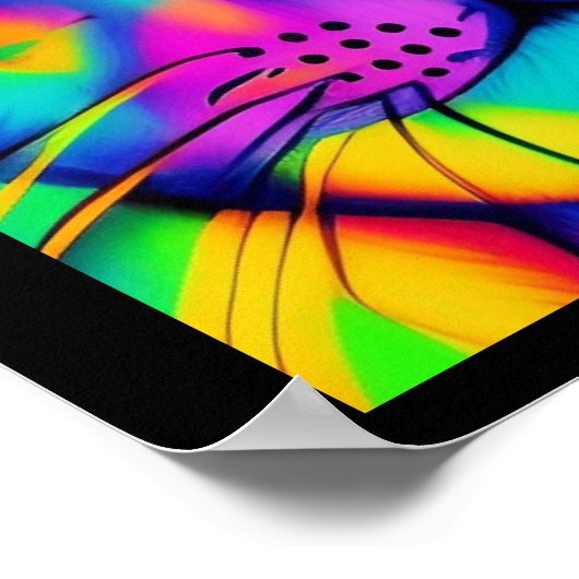 Psychedelische Katzentäuschung lila Fuchsiengrün Poster (Ecke)