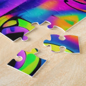 Psychedelische Katzentäuschung lila Fuchsiengrün Puzzle (Seite)