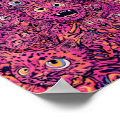Psychedelische Katzenüberladung Neonkatze Poster (Ecke)