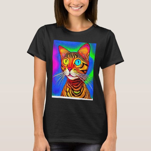Psychedelische Kitty Kitten im Cat Style T-Shirt (Vorderseite)