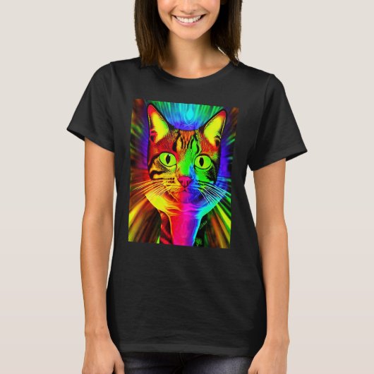 Psychedelische Kitty Kitten im Cat Style T-Shirt (Vorderseite)