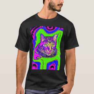 Psychedelische Kitty Kitten Lover in Cat Art Style T-Shirt