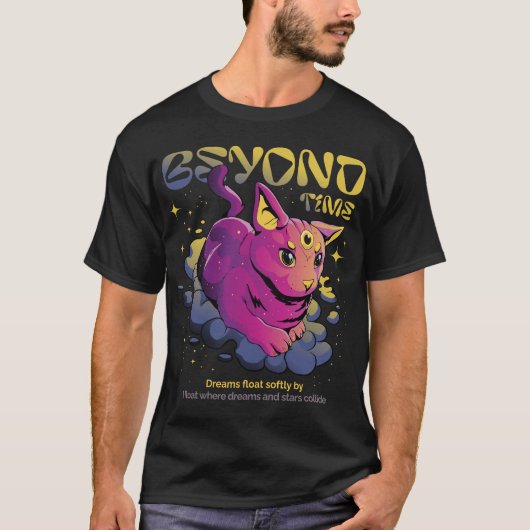 Psychedelische Kosmische Katze - Beyond Time Tee (Vorderseite)