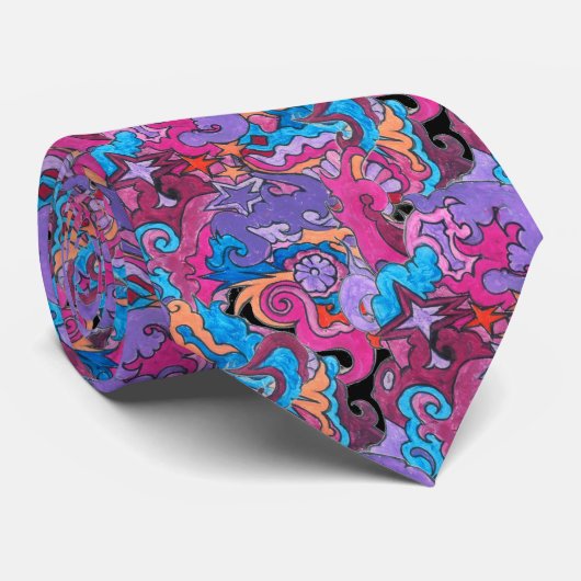 Psychedelische Krake Krawatte (Gerollt)