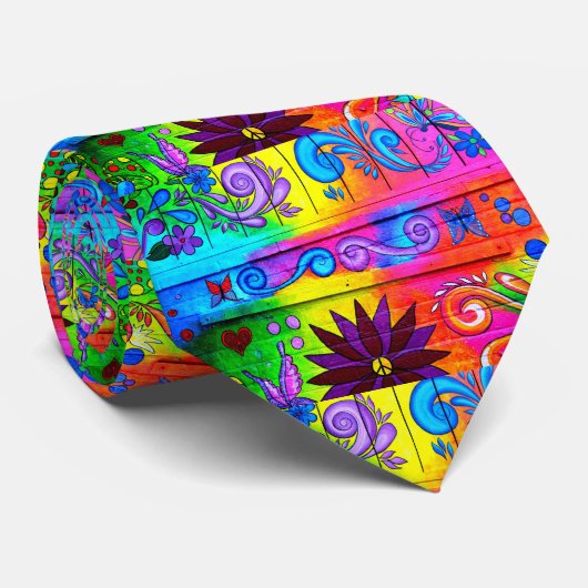 psychedelische Krawatte groovy Siebzigerjahre (Gerollt)