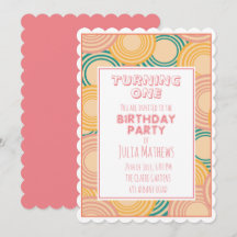 Psychedelische Kreise Retro Print Einladung