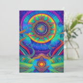 Psychedelische Kunst in lebhaften Farben Einladung (Stehend Vorderseite)