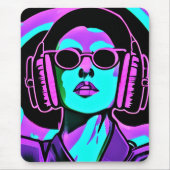 Psychedelische Lady in Kopfhörern Mousepad (Vorne)