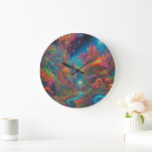 Psychedelische Landschaft Große Wanduhr (Zuhause)