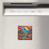 Psychedelische Landschaft mit Fluss 5 Magnet (In Situ (Geschirrspüler))