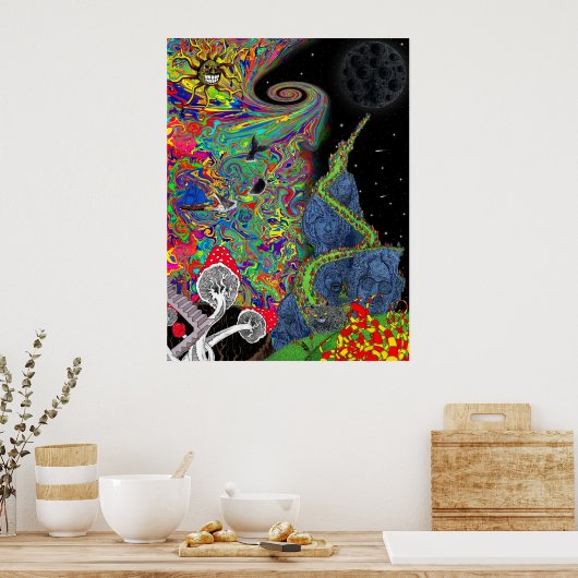 Psychedelische Landschaft Poster (Küche)