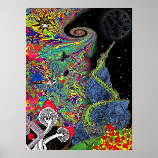 Psychedelische Landschaft Poster (Vorne)