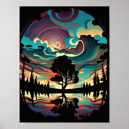 Psychedelische Landschaft Poster (Vorne)