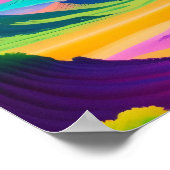 Psychedelische Landschaft Rosa Grüne Bergkunst Poster (Ecke)