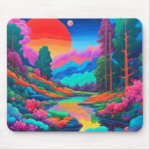 Psychedelische Landschaft rosa grüne Kunst Mousepad (Vorne)