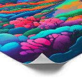 Psychedelische Landschaft rosa grüne Kunst Poster (Ecke)