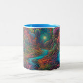 Psychedelische Landschaft Zweifarbige Tasse (Mittel)