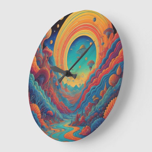 Psychedelische Landschaftsreise Große Wanduhr (Winkel)