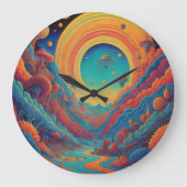 Psychedelische Landschaftsreise Große Wanduhr (Vorderseite)