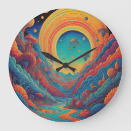 Psychedelische Landschaftsreise Große Wanduhr