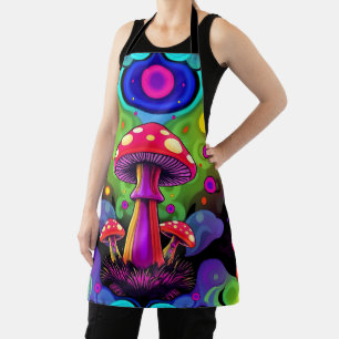 Psychedelische lebendige bunte Retro-Pilze Schürze