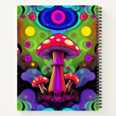 Psychedelische lebendige farbenfrohe Retro-Pilze Notizblock (Rückseite)