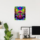 Psychedelische lebendige farbenfrohe Retro-Pilze Poster (Heimbüro)