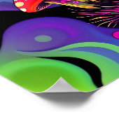 Psychedelische lebendige farbenfrohe Retro-Pilze Poster (Ecke)