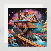 Psychedelische Lebkuchenbaum-Weihnachten Feiertagskarte (Vorne/Hinten)