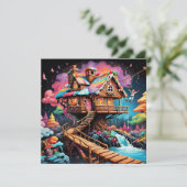 Psychedelische Lebkuchenbaum-Weihnachten Feiertagskarte (Stehend Vorderseite)