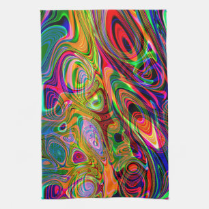 Psychedelische Leuchtstoff abstrakte Rotationen Geschirrtuch
